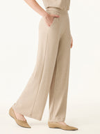 Lyocell Wool Mid Rise Wide Leg Pull-on Pants with Pockets