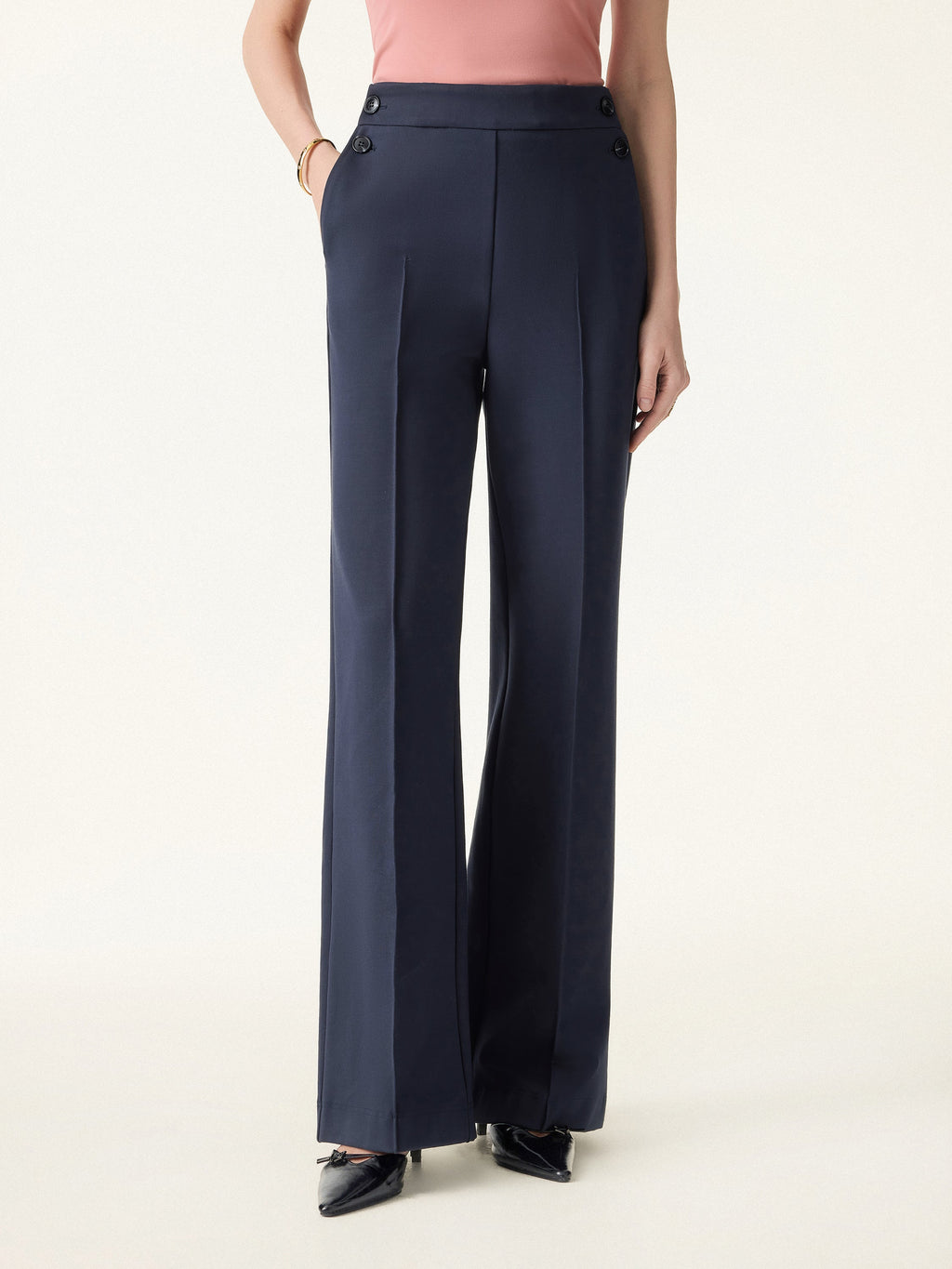 4-Way Stretch A-Line Wide Leg Pull-on Work Pants with Pockets