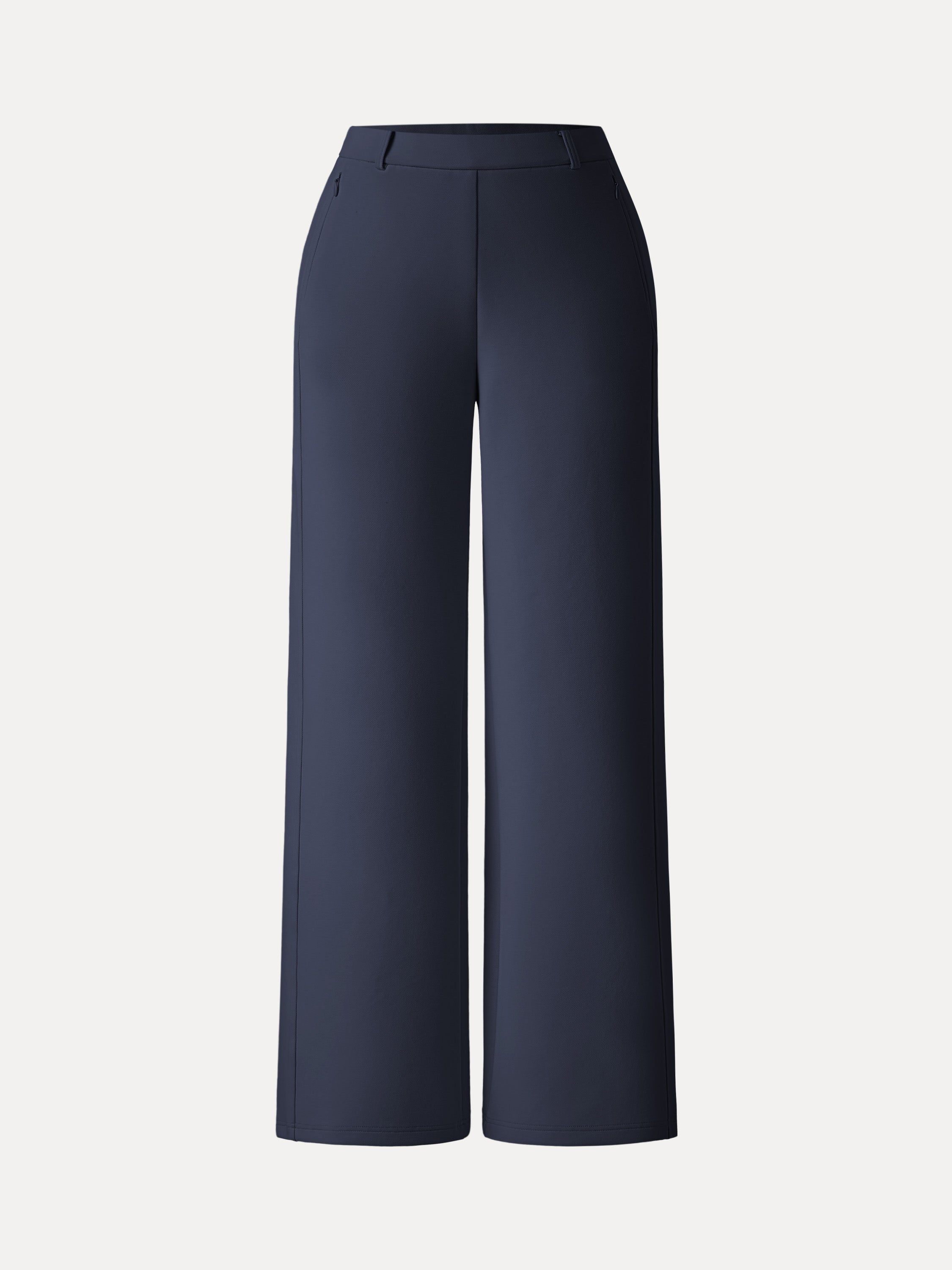 Stretch Cotton Blend Slimming High Rise Wide Leg Pants