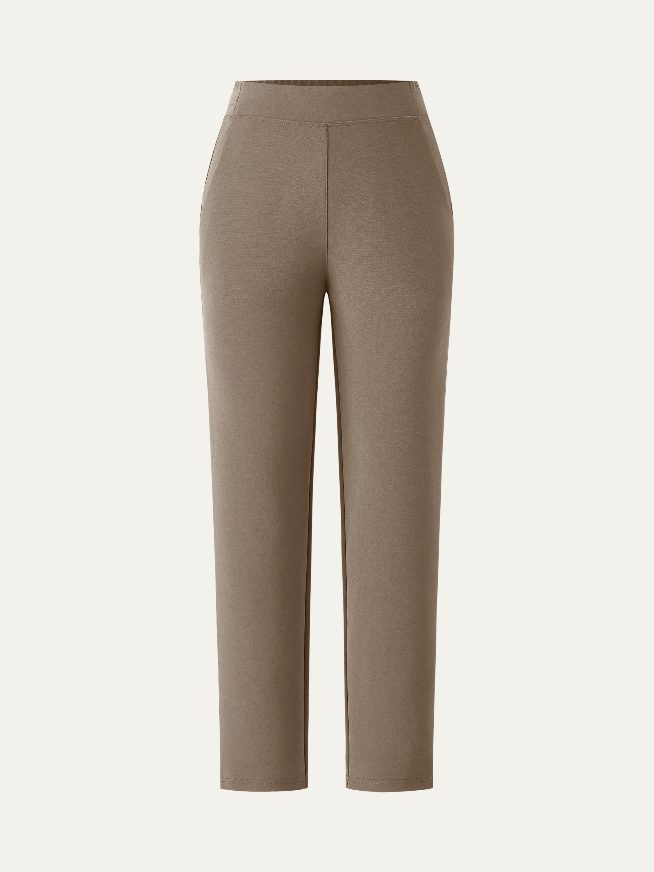 Mid Rise Pull-on Tapered Pants with Pockets