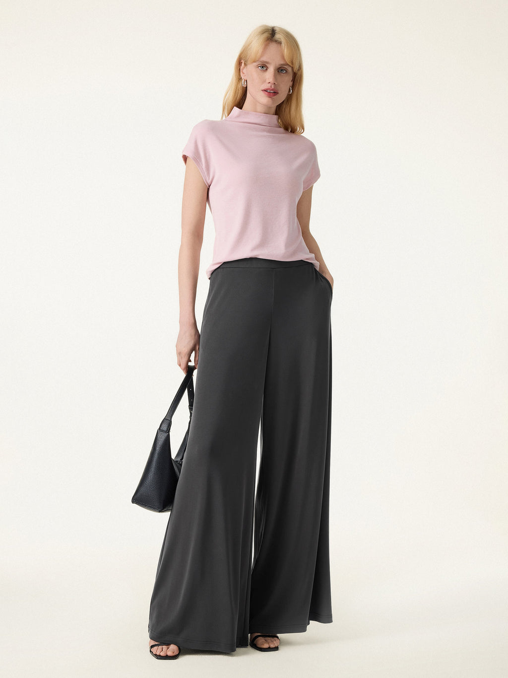 Sandwashed Modal Super Flowy Mid Rise Palazzo Pants with Pockets
