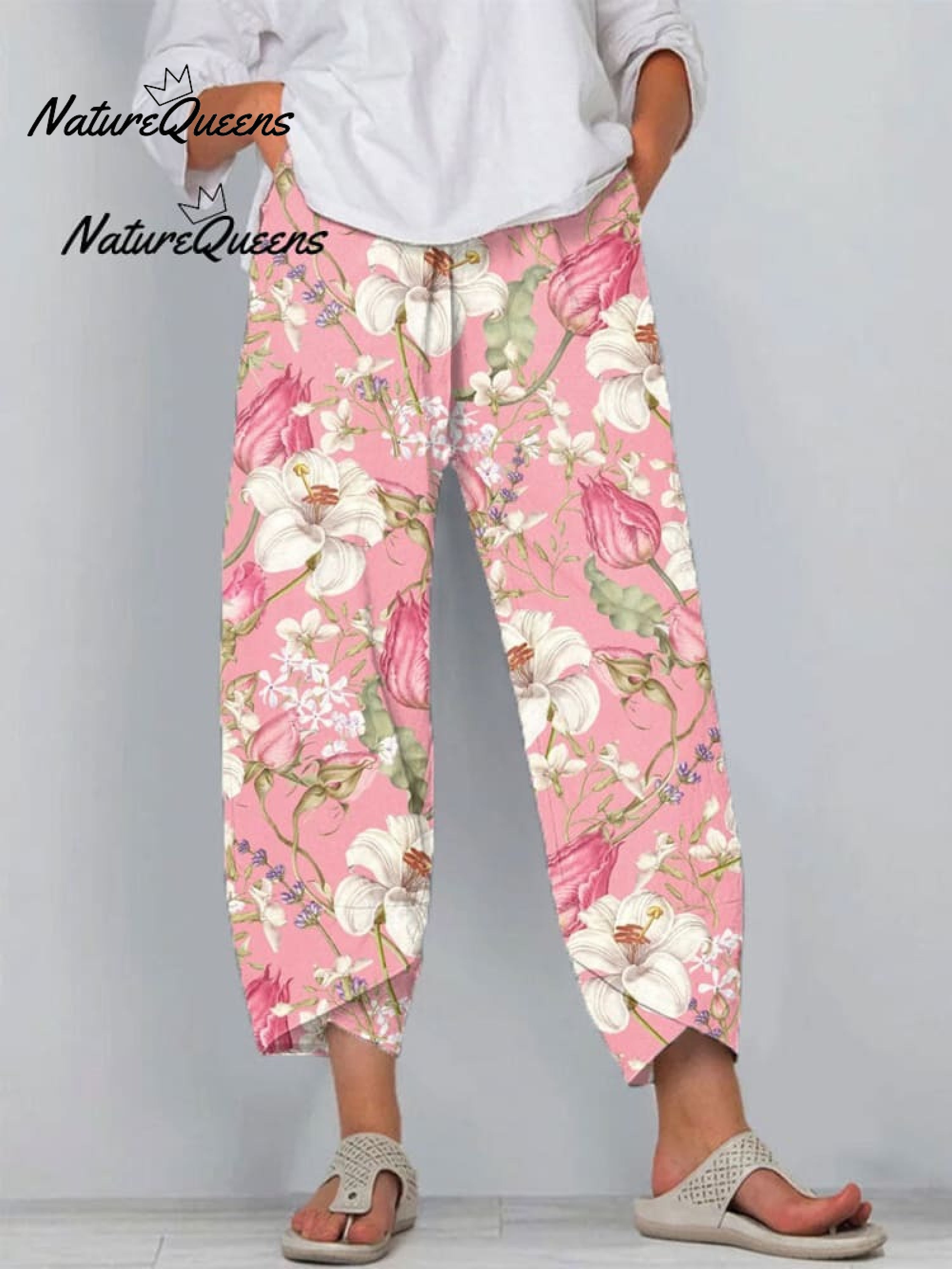 Women's  Vintage Floral Art Print Casual Linen V-neck Shirt