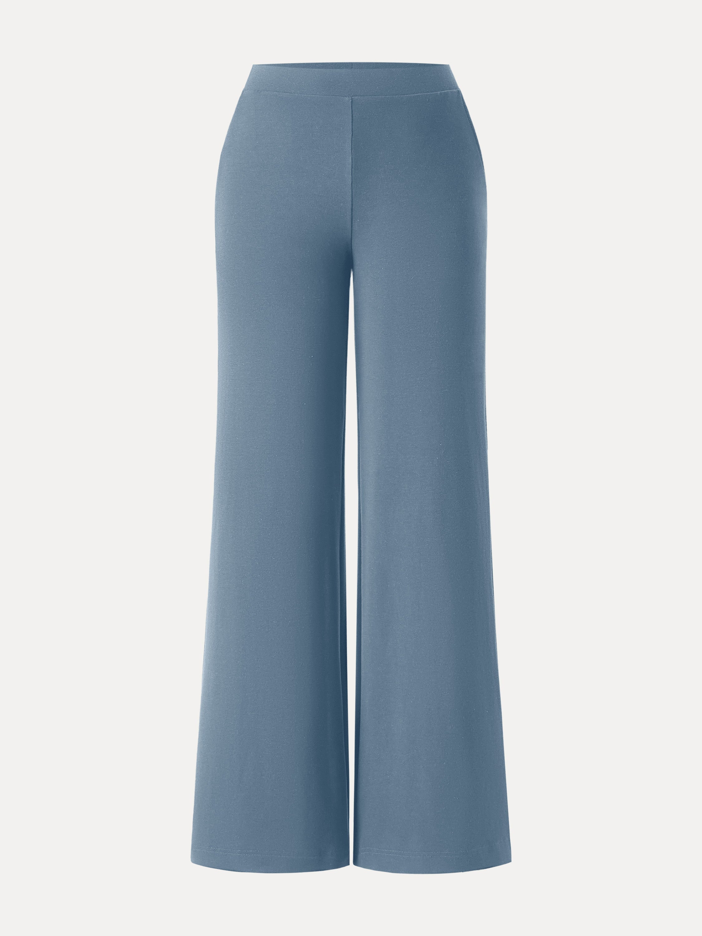 Lyocell Wool Mid Rise Wide Leg Pull-on Pants with Pockets