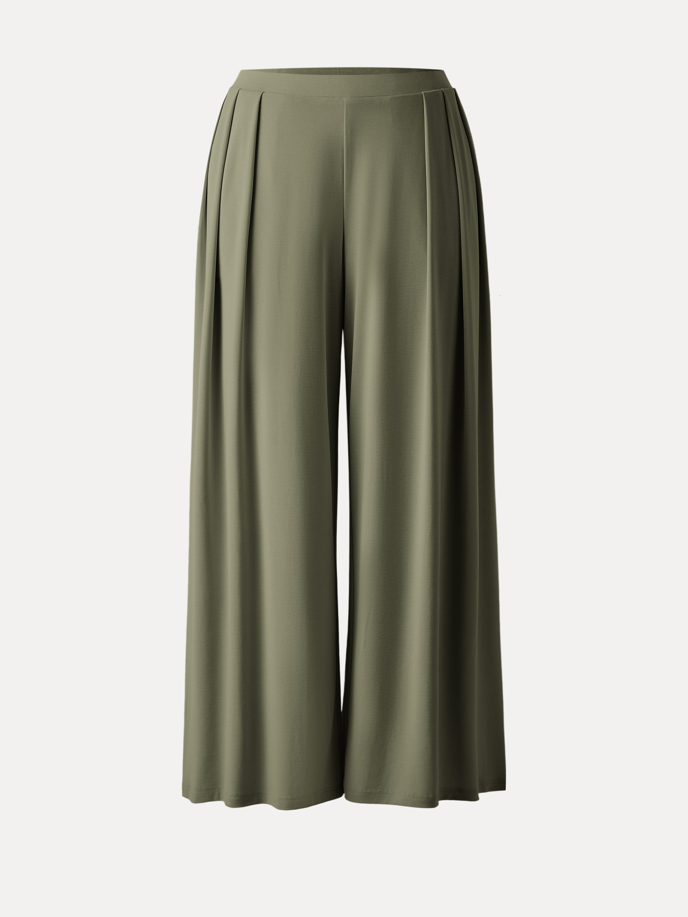 Sandwashed Mid Rise Pleated Wide Leg Palazzo Pants with Pockets