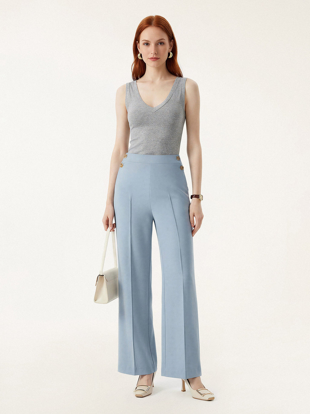4-Way Stretch A-Line Wide Leg Pull-on Work Pants with Pockets