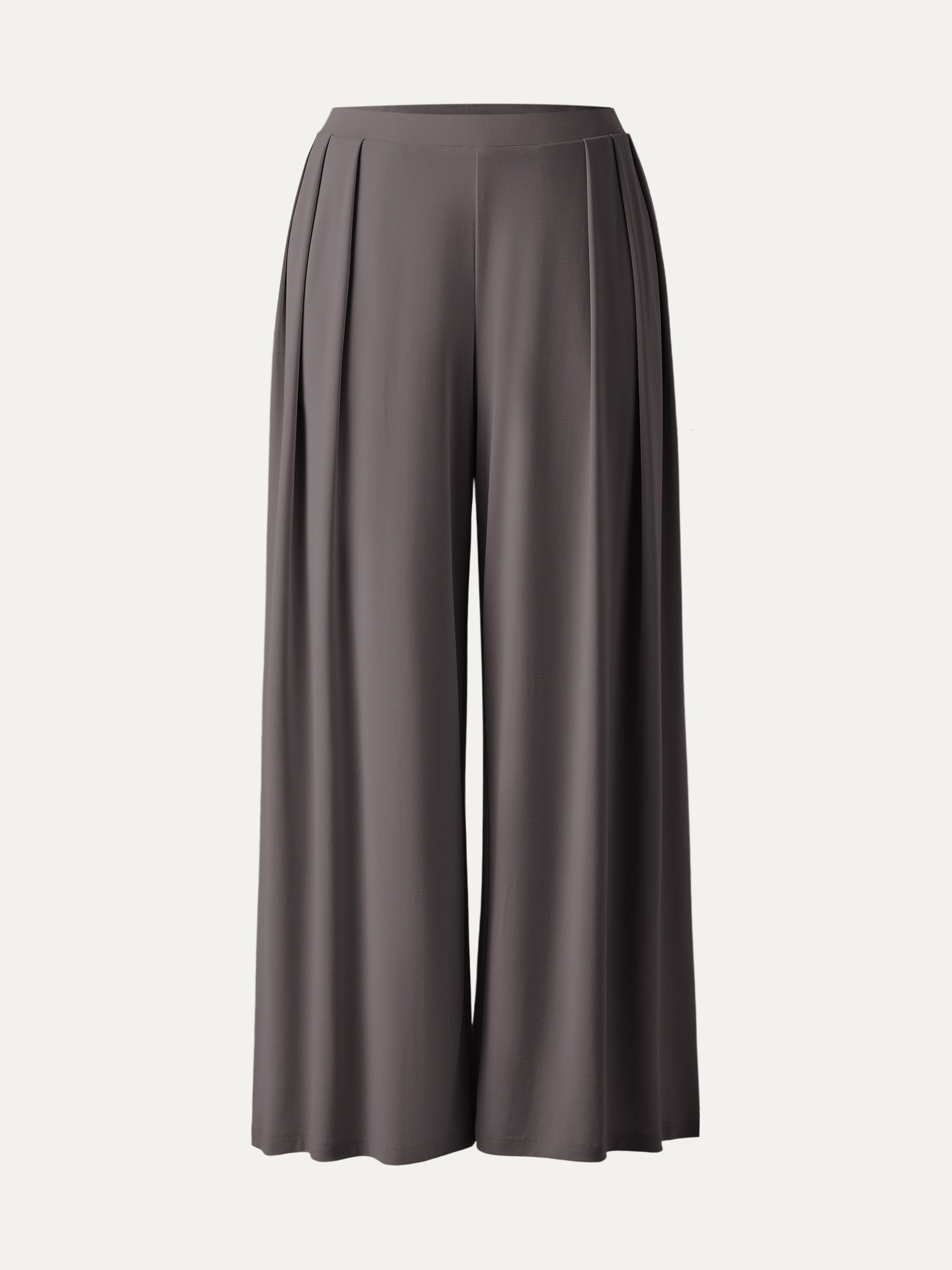 Sandwashed Mid Rise Pleated Wide Leg Palazzo Pants with Pockets