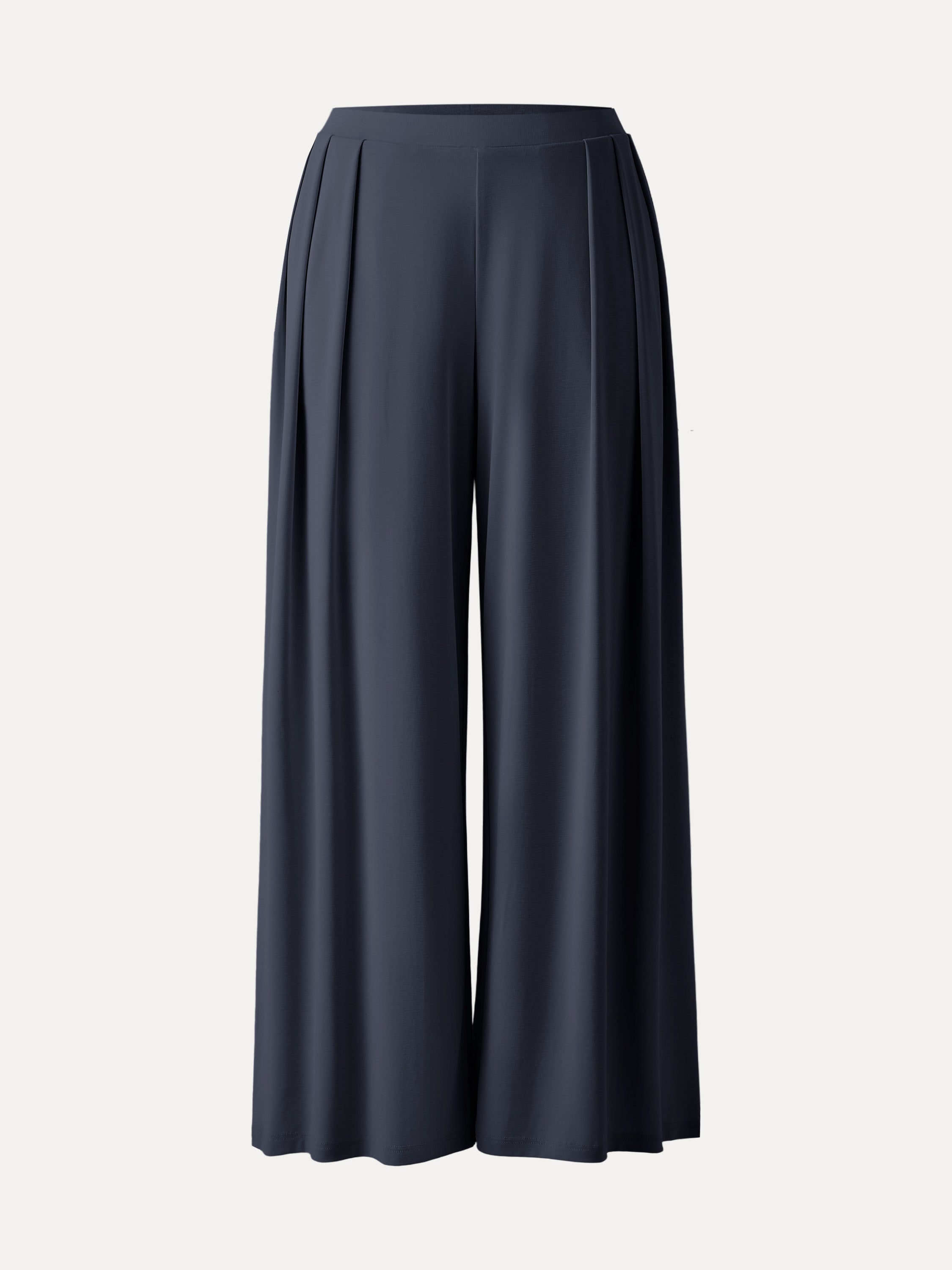 Sandwashed Mid Rise Pleated Wide Leg Palazzo Pants with Pockets