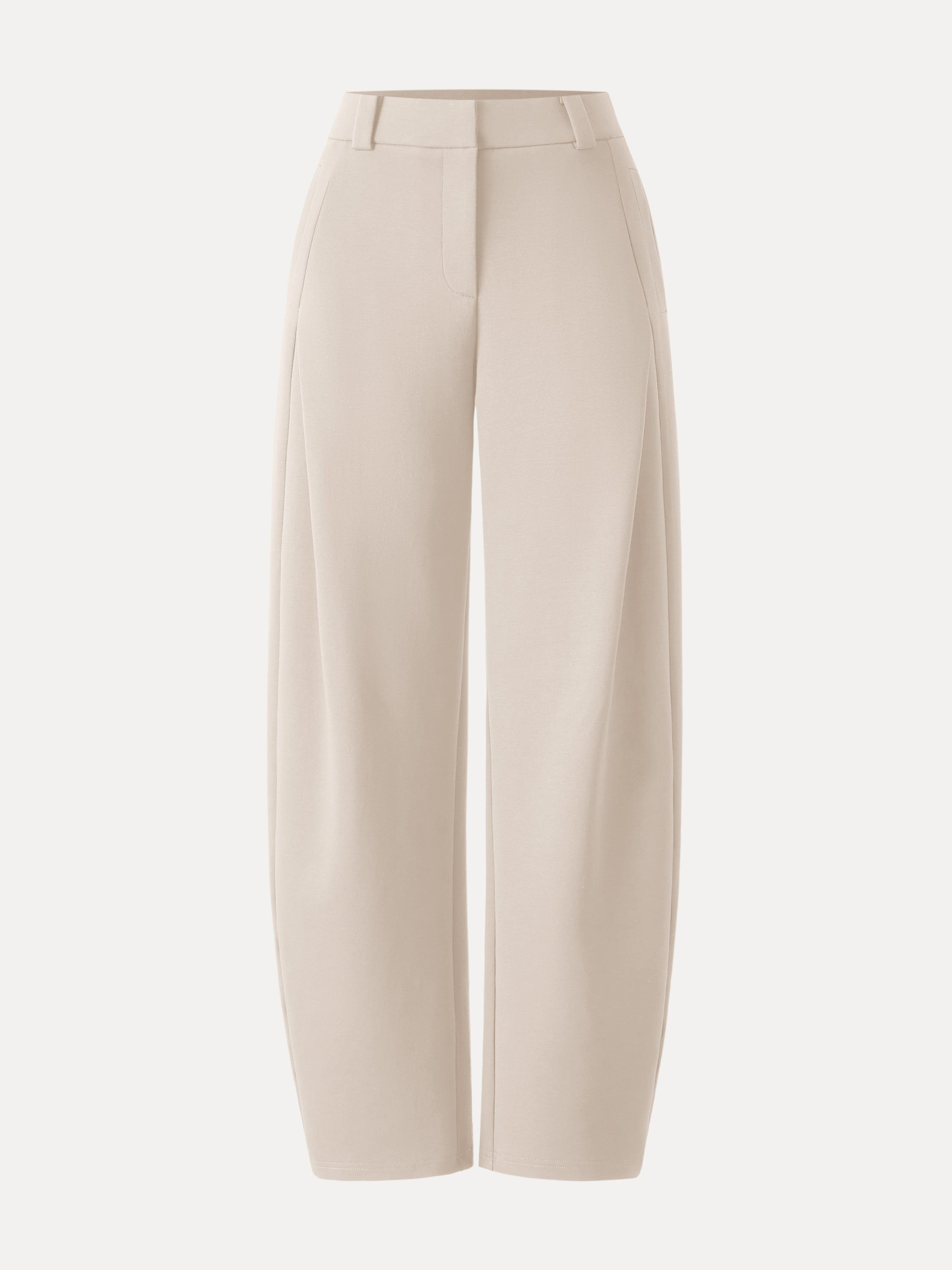 Spring Stretch Cotton High Rise Barrel Leg Pants with Pockets
