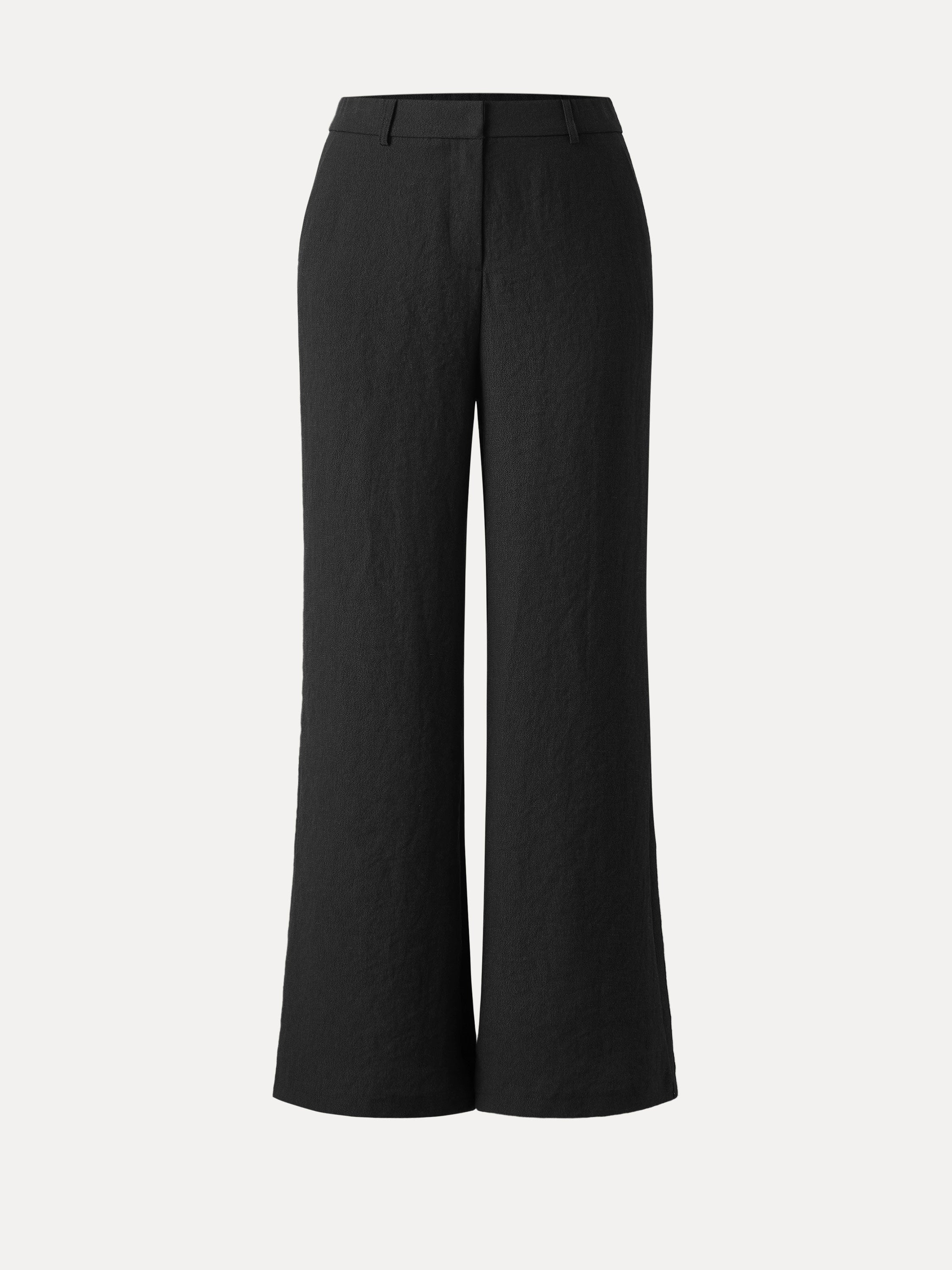European Linen Mid Rise Flared Pant with Pockets