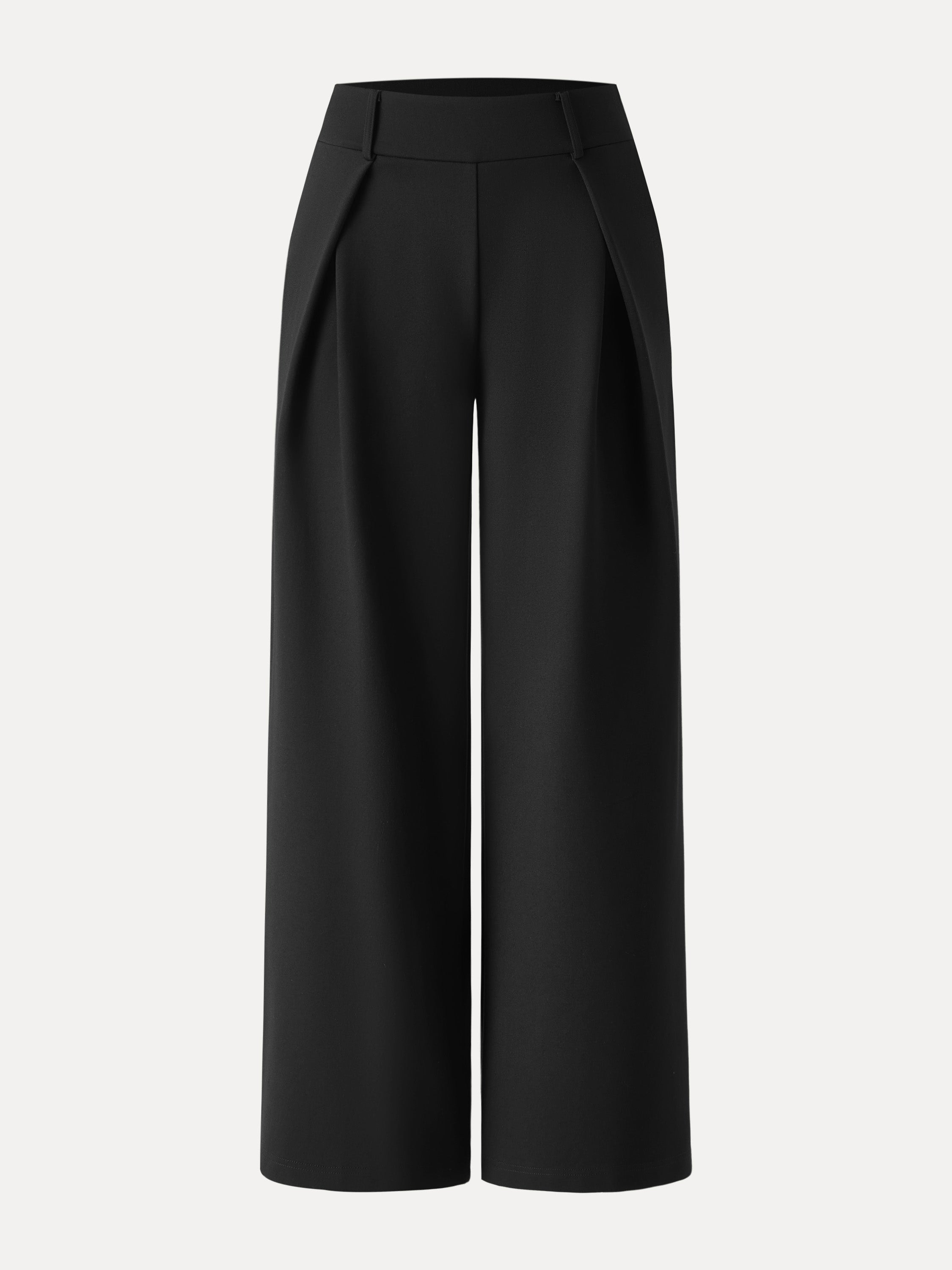 Wrinkle-Resistant Stretchy High Rise Wide Leg Pants with Pockets