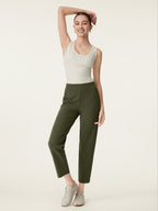Mid Rise Pull-on Tapered Pants with Pockets