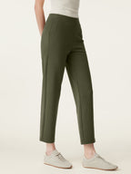 Mid Rise Pull-on Tapered Pants with Pockets