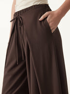 Bamboo Ponte Wrap-tie Palazzo Pants with Pockets