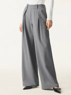 Wrinkle-Resistant Stretchy High Rise Wide Leg Pants with Pockets