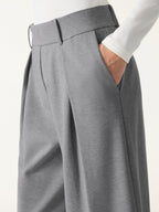Wrinkle-Resistant Stretchy High Rise Wide Leg Pants with Pockets
