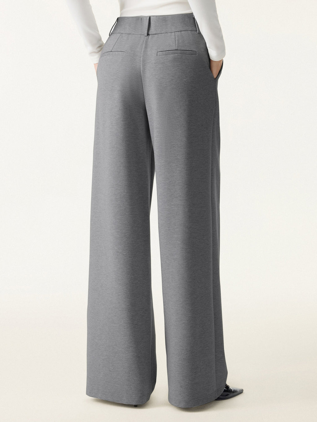 Wrinkle-Resistant Stretchy High Rise Wide Leg Pants with Pockets