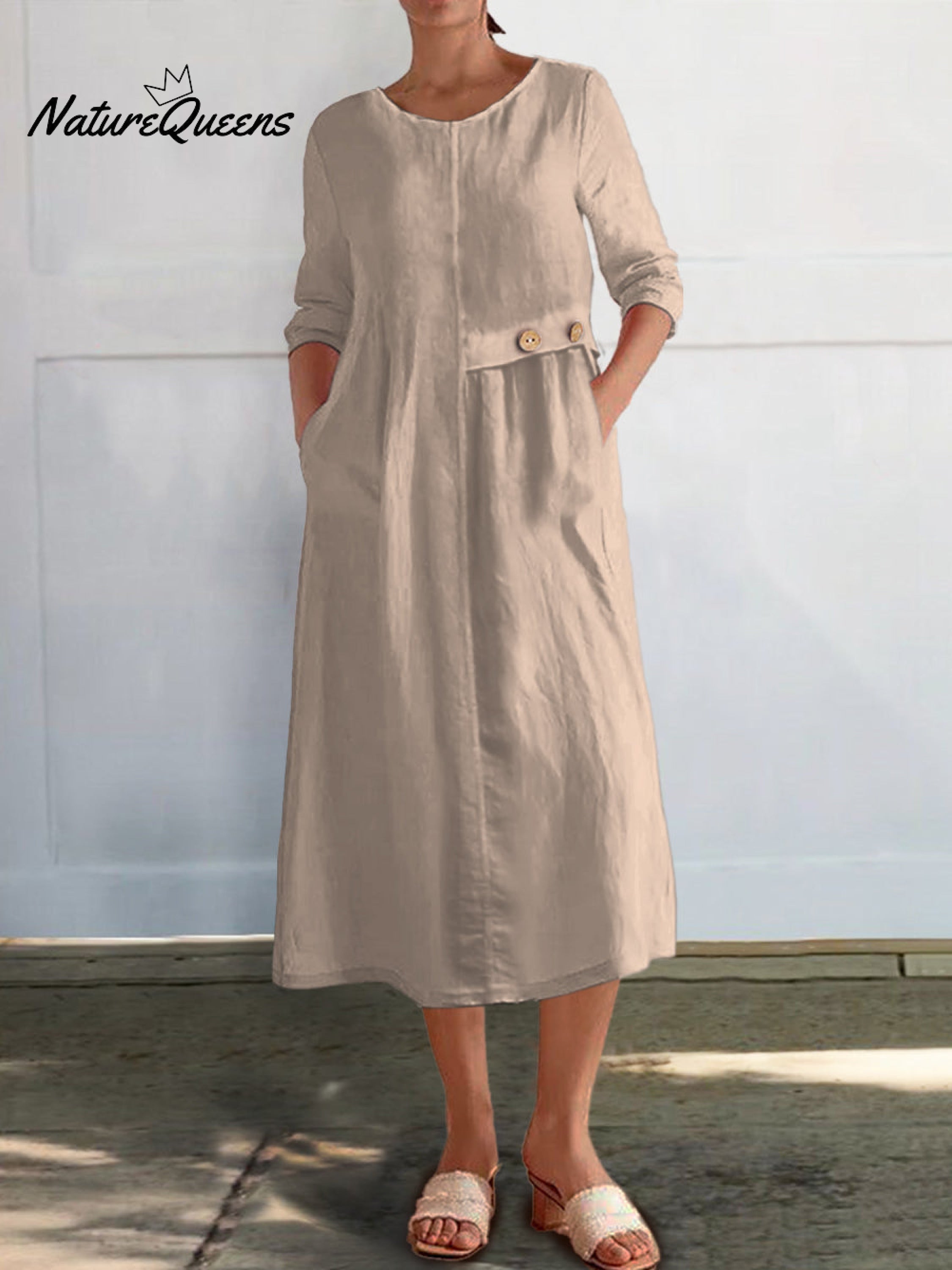 Women's Cotton and Linen Pocket Dress