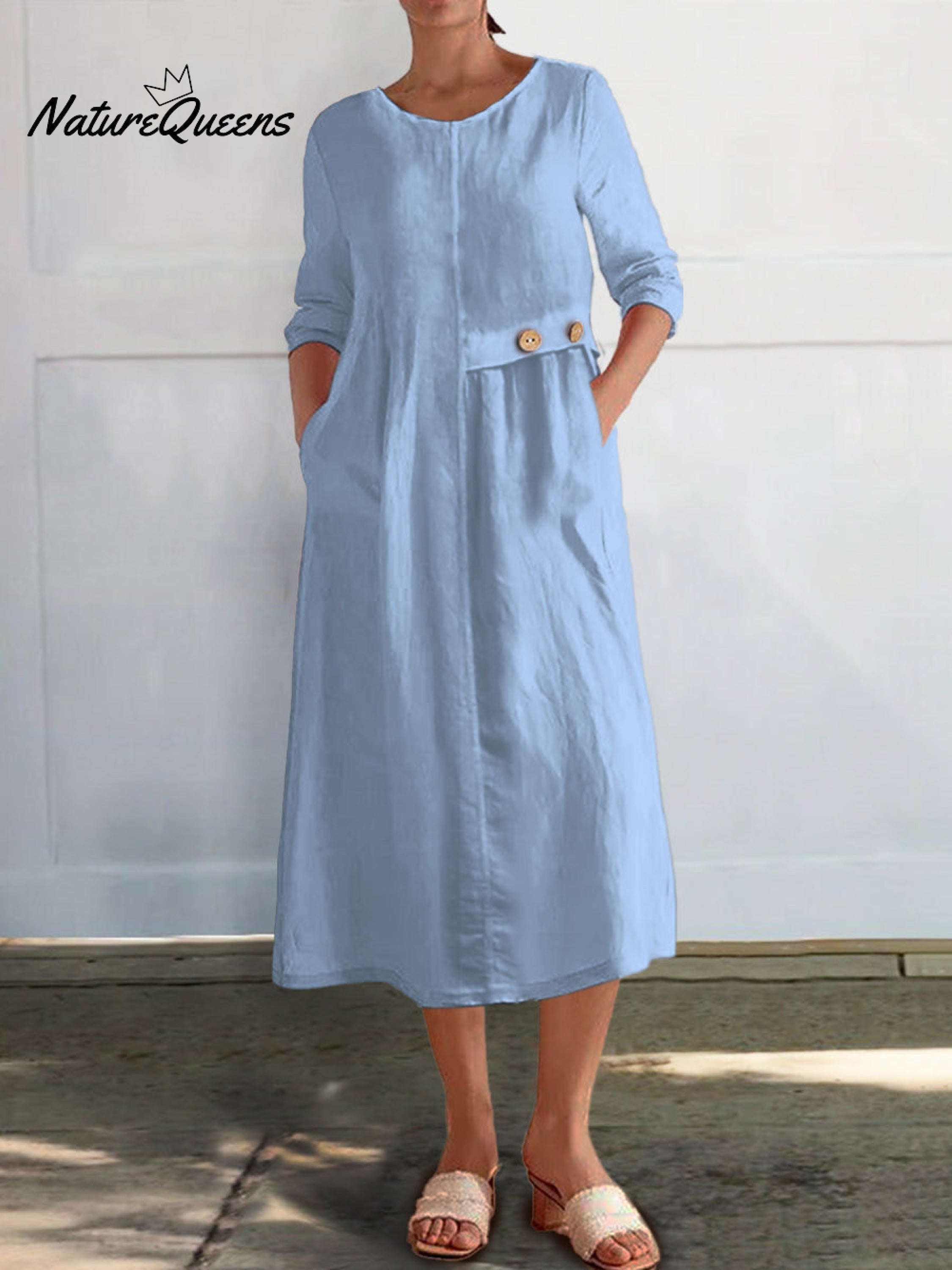 Women's Cotton and Linen Pocket Dress