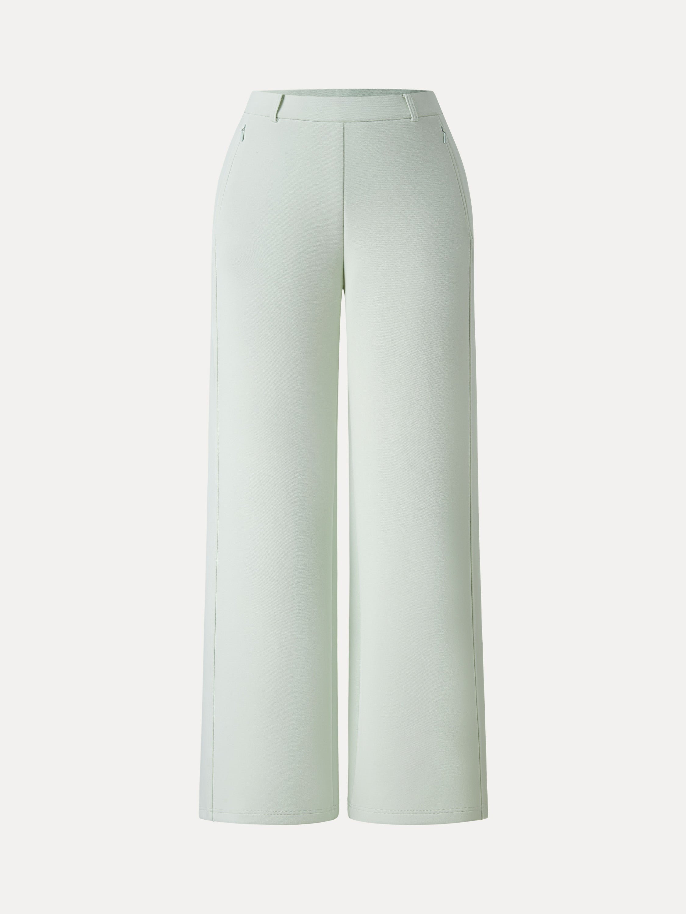 Stretch Cotton Blend Slimming High Rise Wide Leg Pants