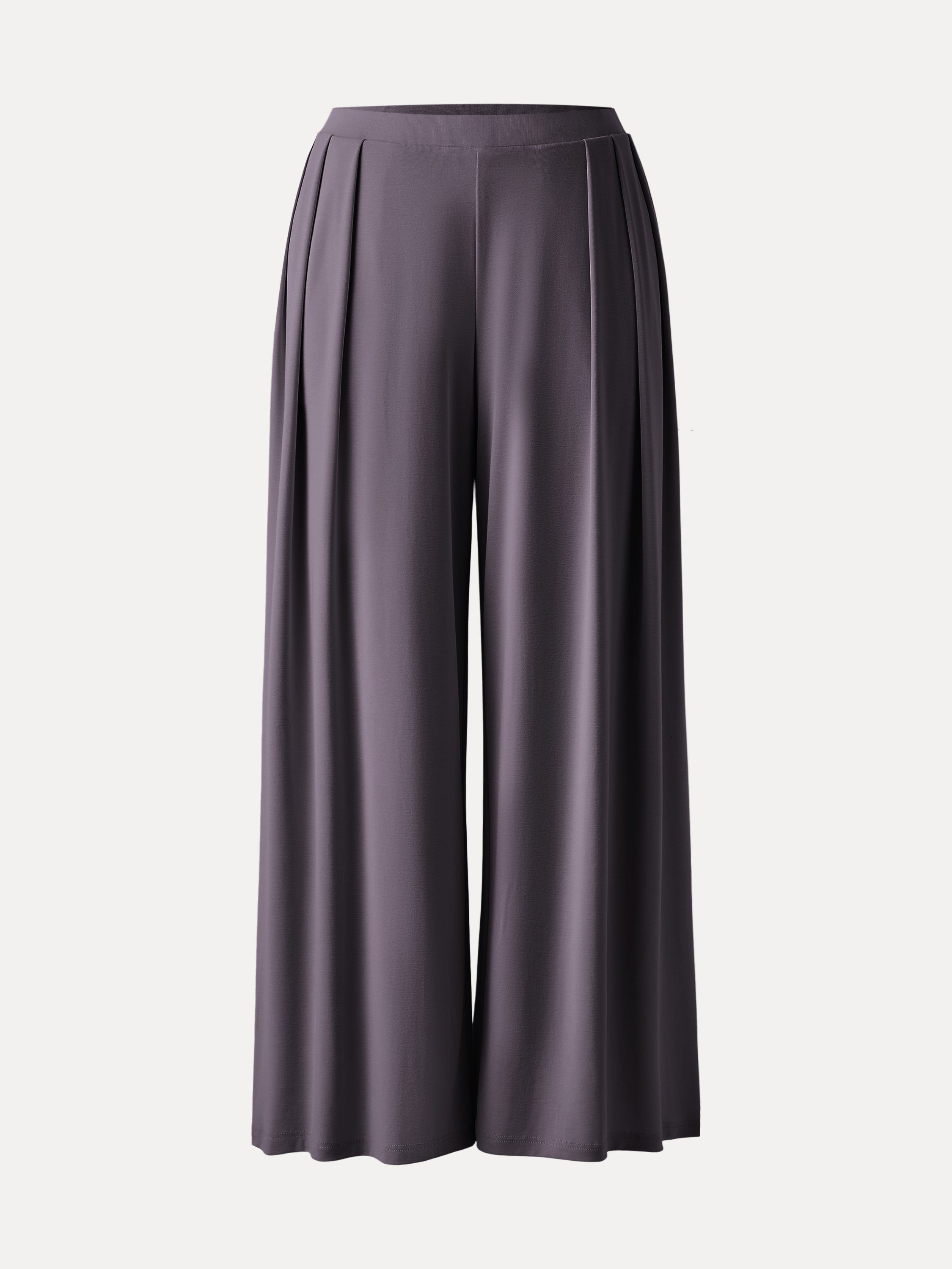Sandwashed Mid Rise Pleated Wide Leg Palazzo Pants with Pockets