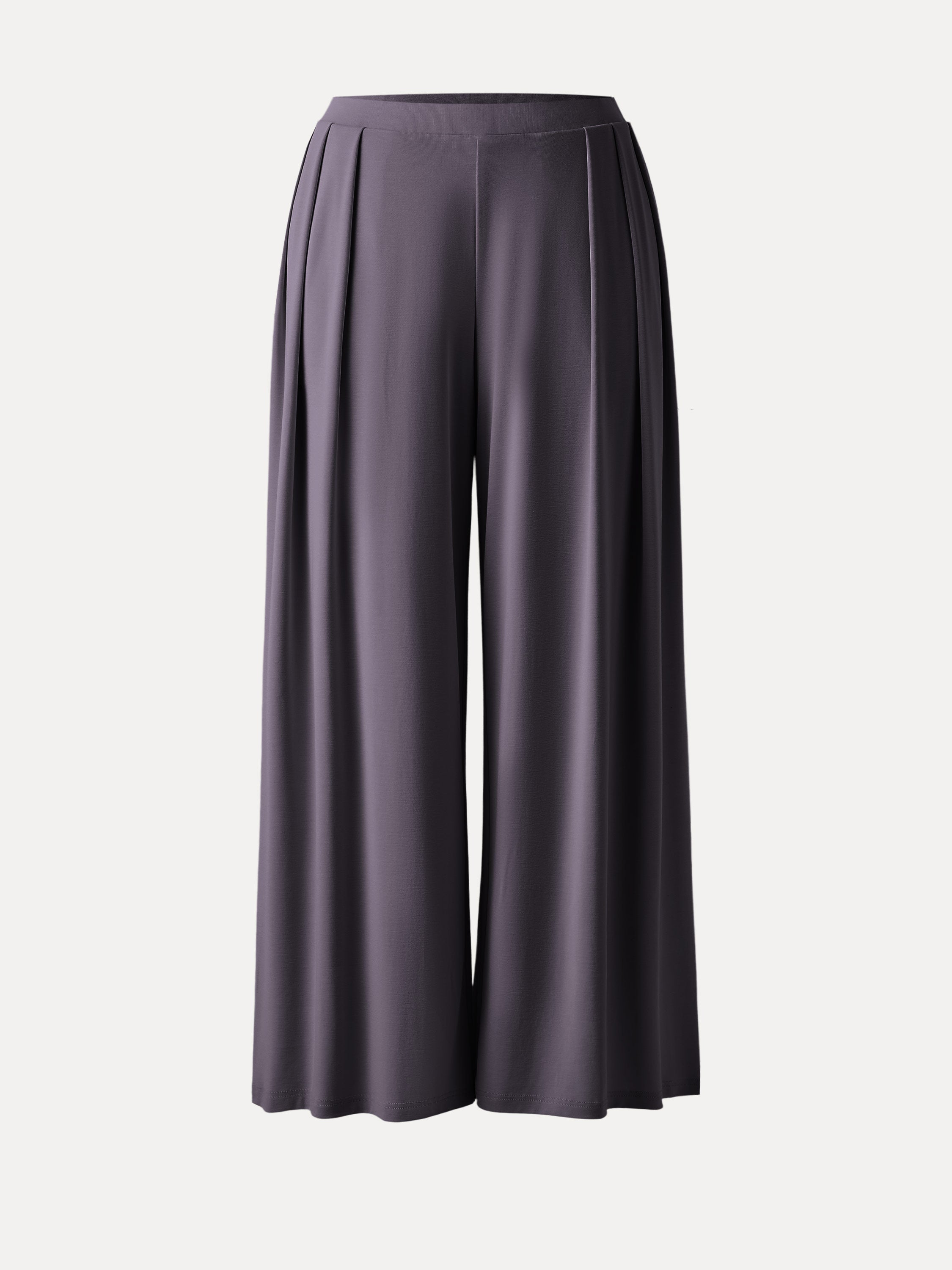 Sandwashed Mid Rise Pleated Wide Leg Palazzo Pants with Pockets