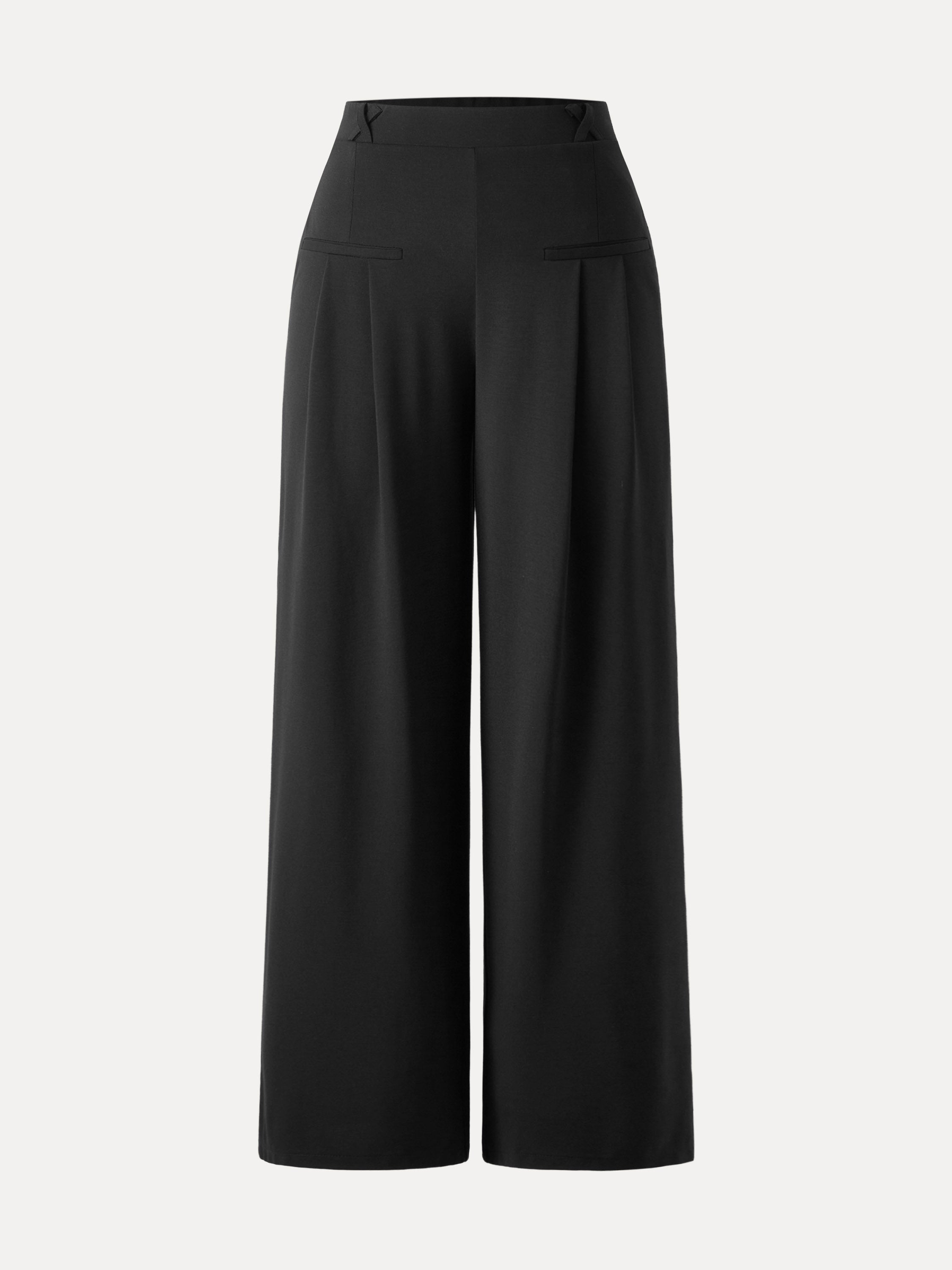 Mid Rise Wide Leg Trouser with Pockets Drapey Bamboo Ponte
