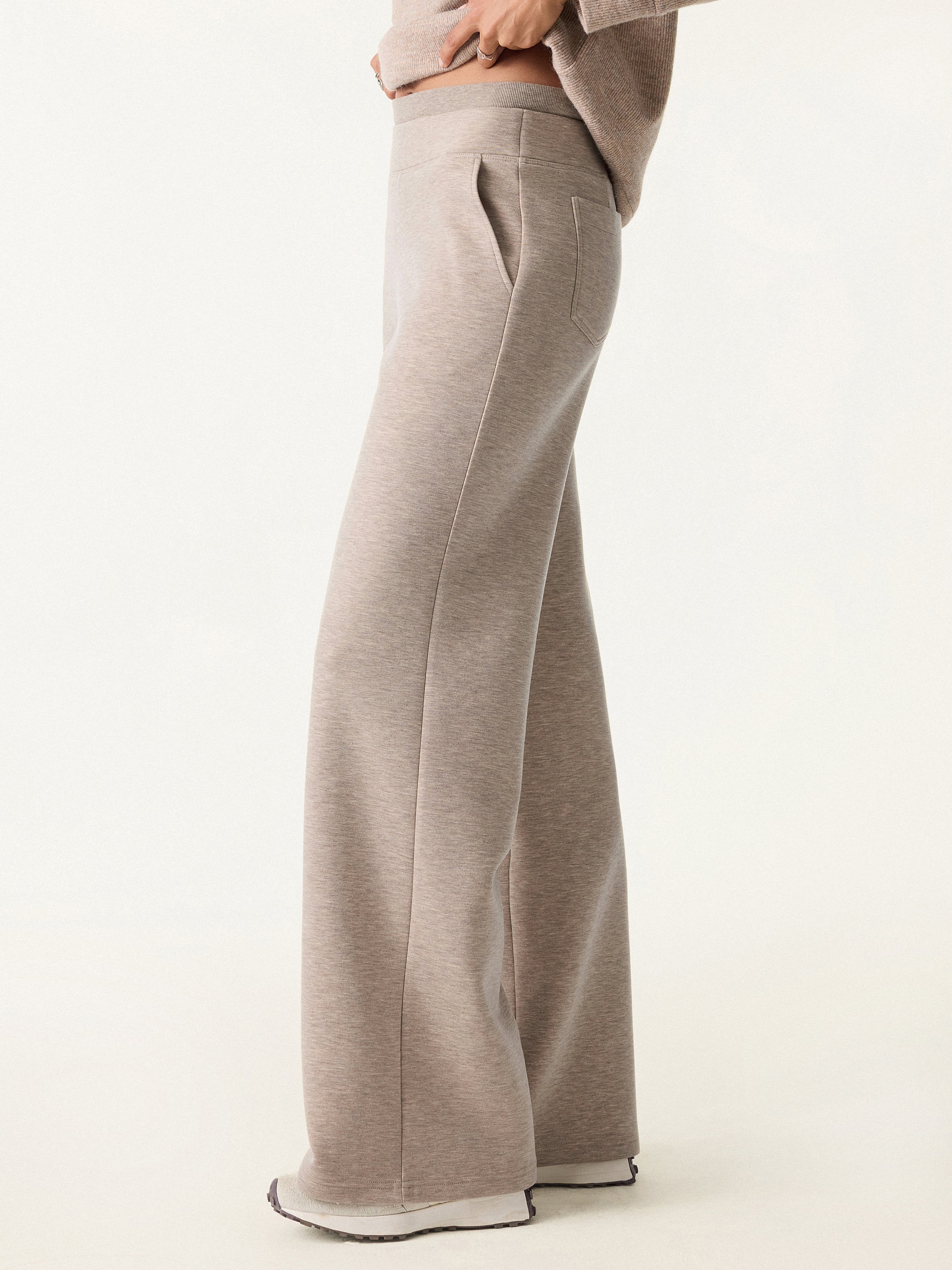 Double Waistband Straight Leg Pants with Pockets