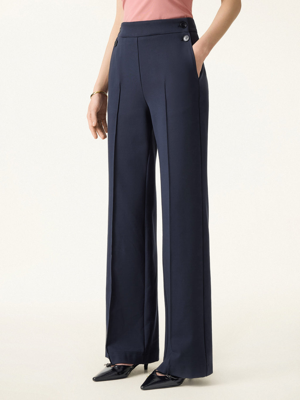 4-Way Stretch A-Line Wide Leg Pull-on Work Pants with Pockets
