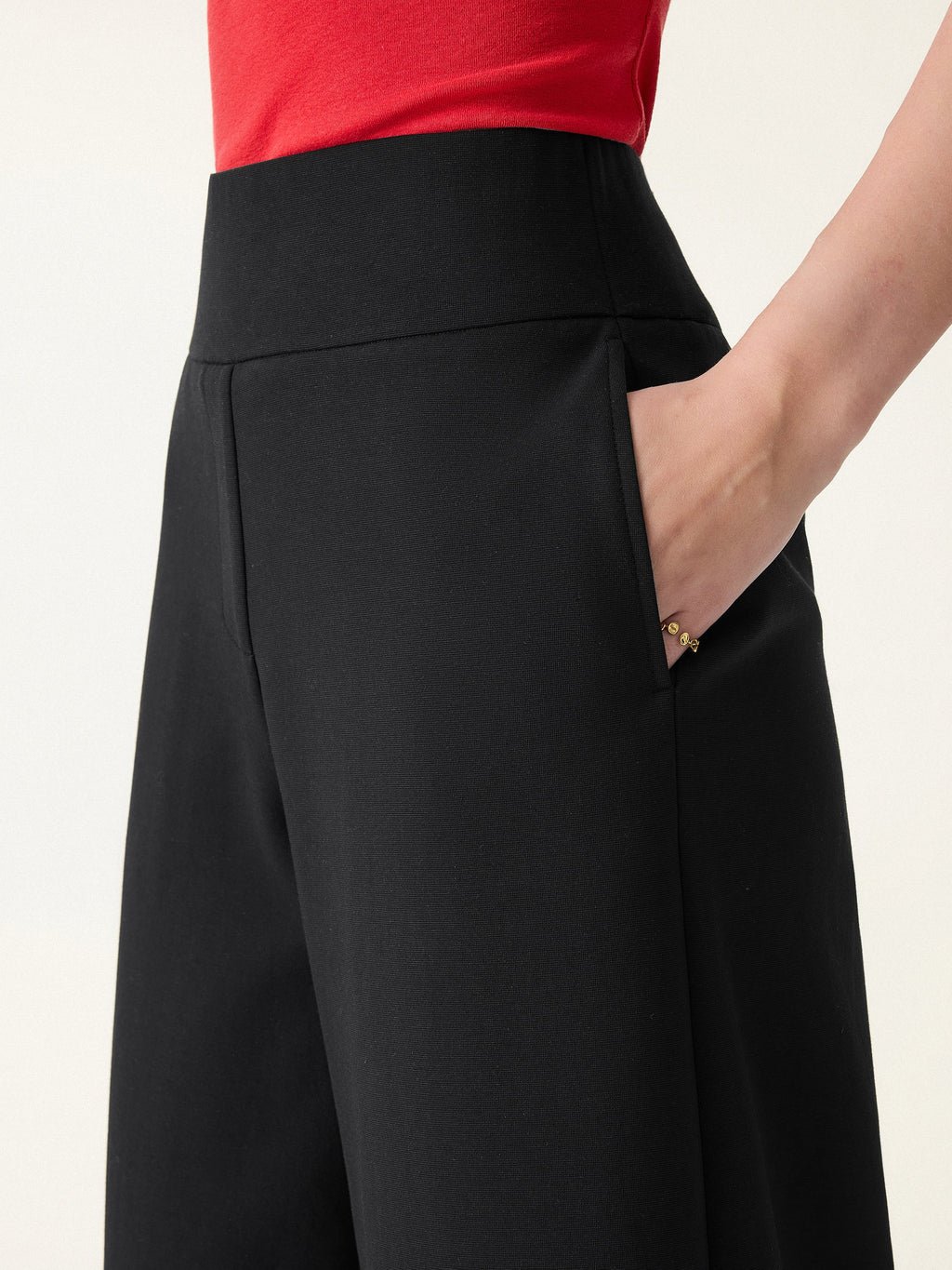 Cotton Blend High Rise Culottes with Pockets