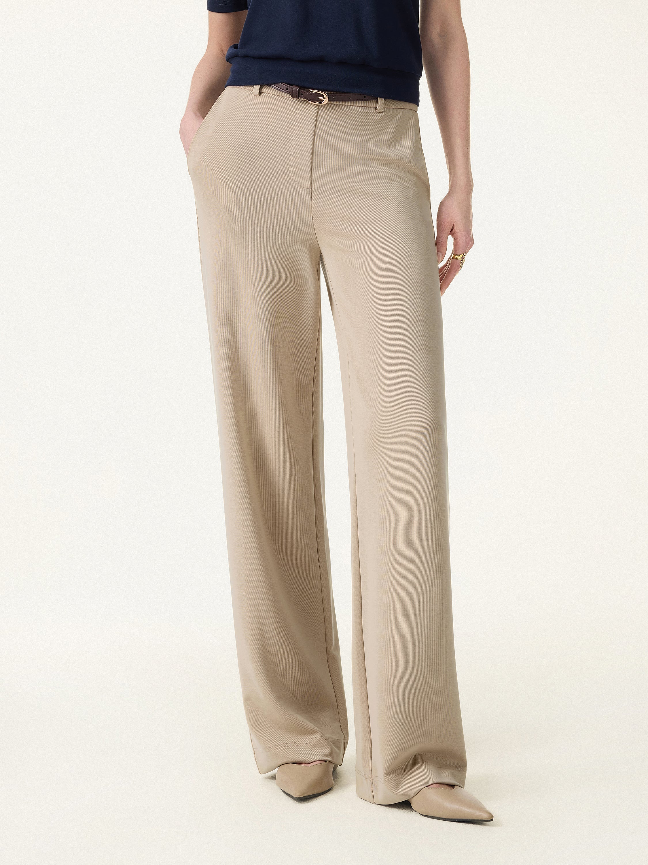 Sandwashed Lyocell Drapey Mid Rise Wide Leg Pull-on Pants