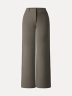 Stretchy Mid Rise Fly-Front Wide Leg Trousers