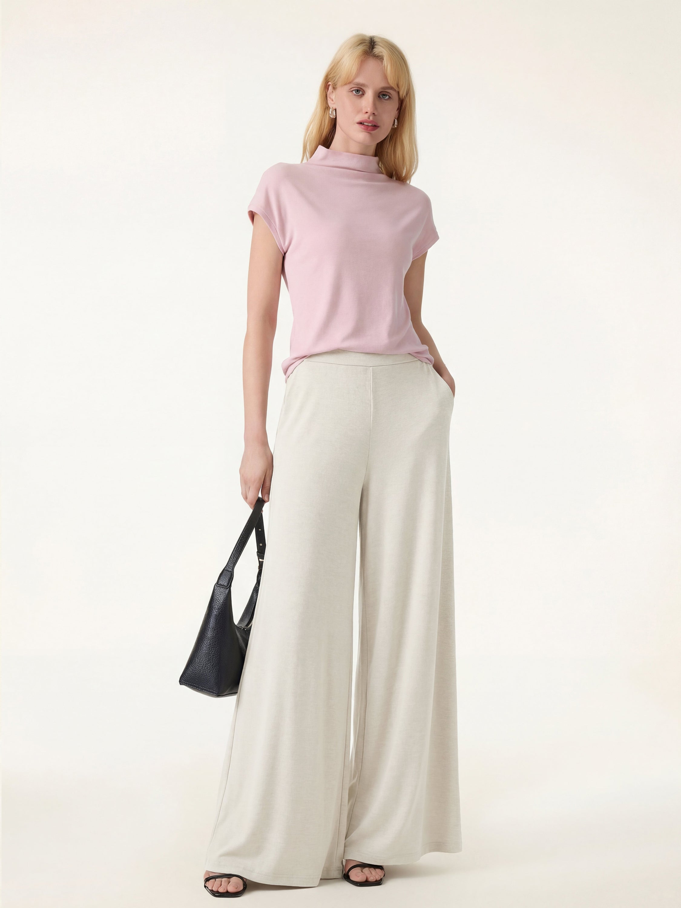 Sandwashed Modal Super Flowy Mid Rise Palazzo Pants with Pockets