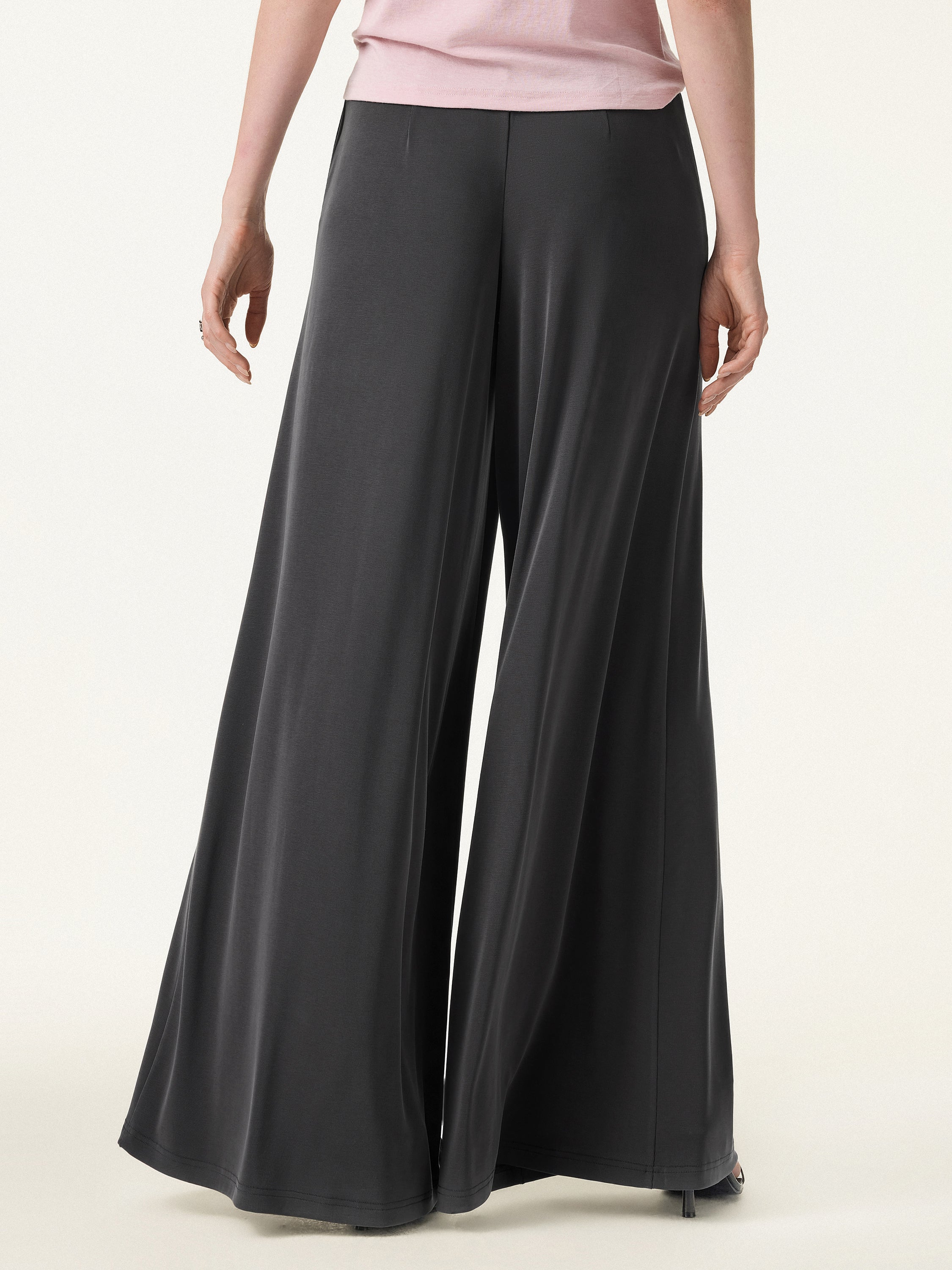 Sandwashed Modal Super Flowy Mid Rise Palazzo Pants with Pockets