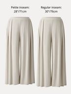 Sandwashed Mid Rise Pleated Wide Leg Palazzo Pants with Pockets