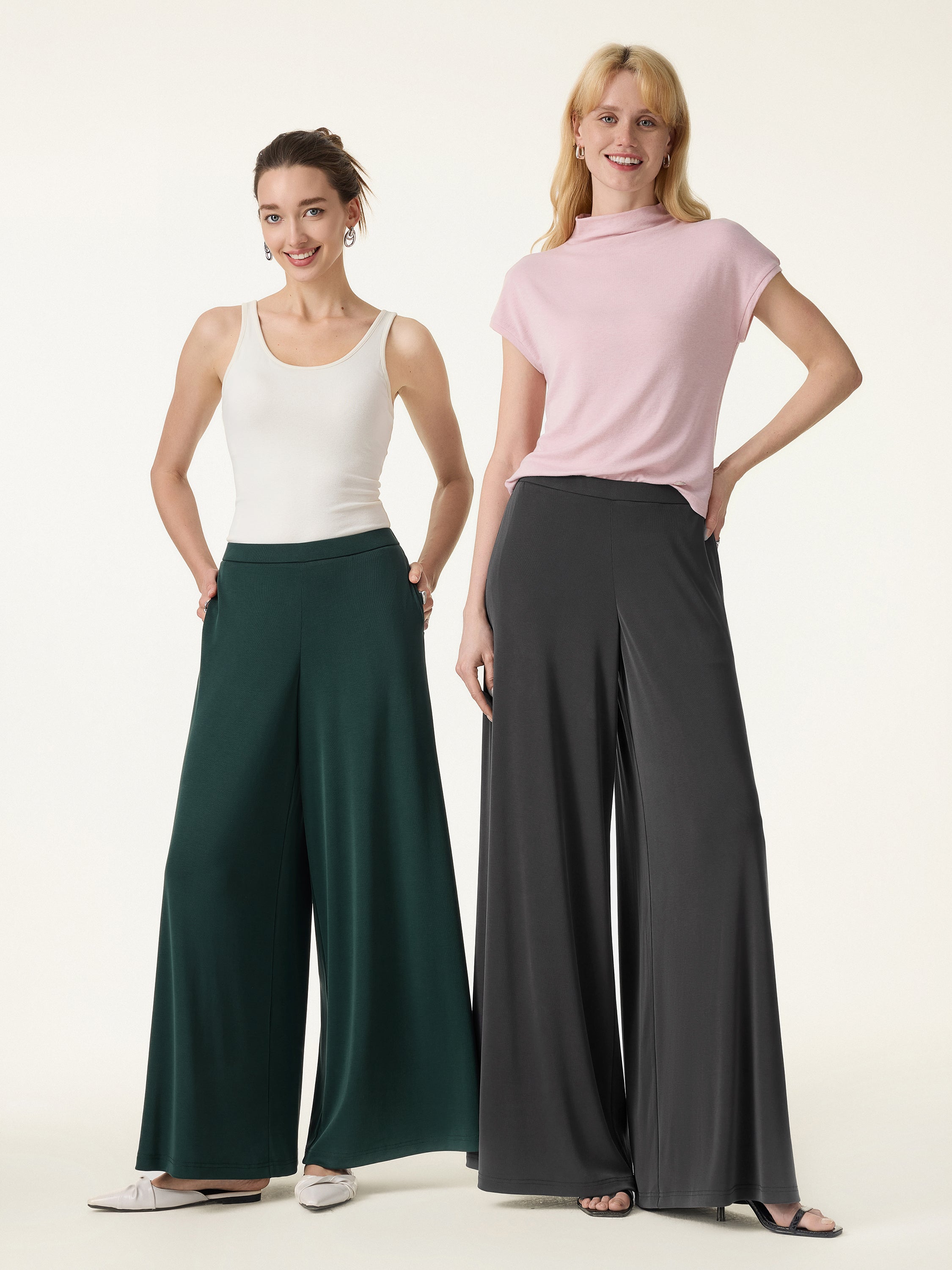 Sandwashed Modal Super Flowy Mid Rise Palazzo Pants with Pockets