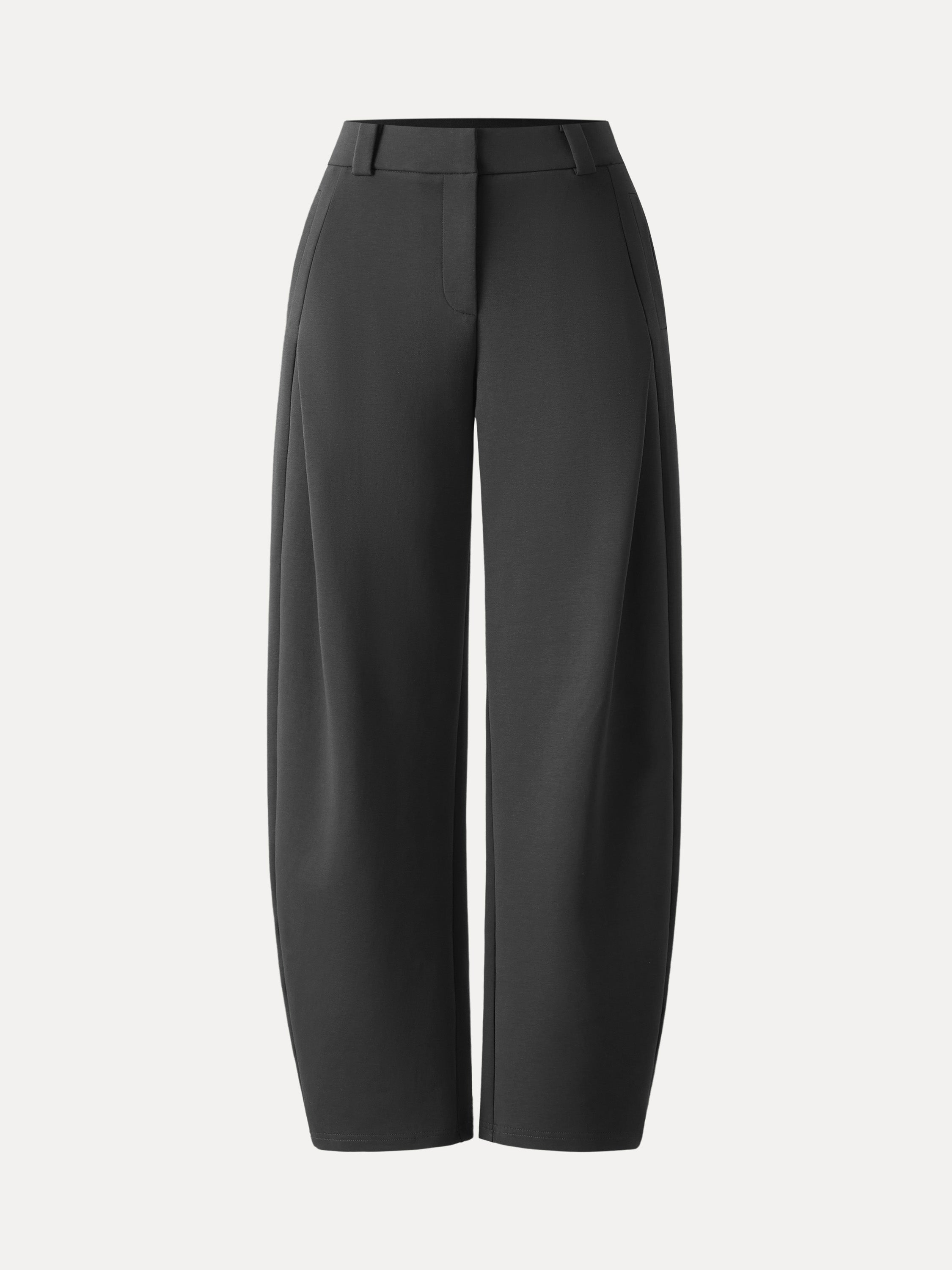 Spring Stretch Cotton High Rise Barrel Leg Pants with Pockets