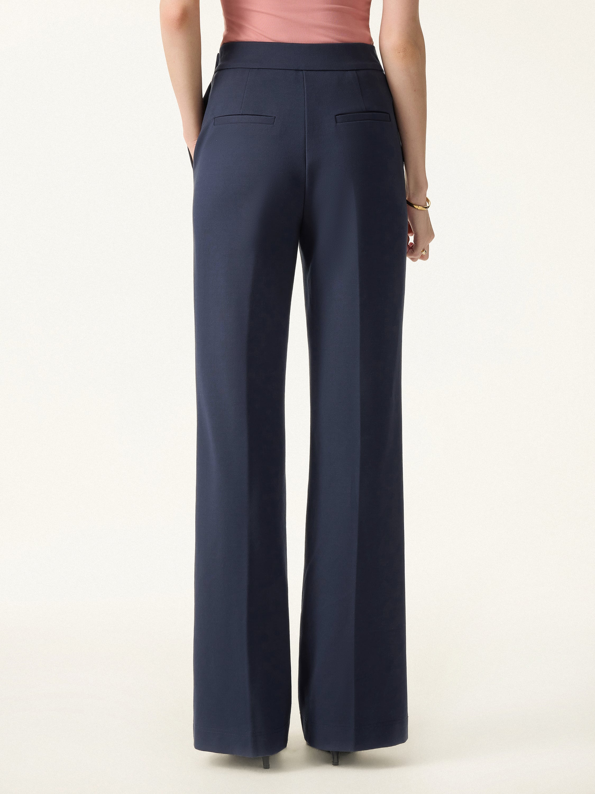 4-Way Stretch A-Line Wide Leg Pull-on Work Pants with Pockets