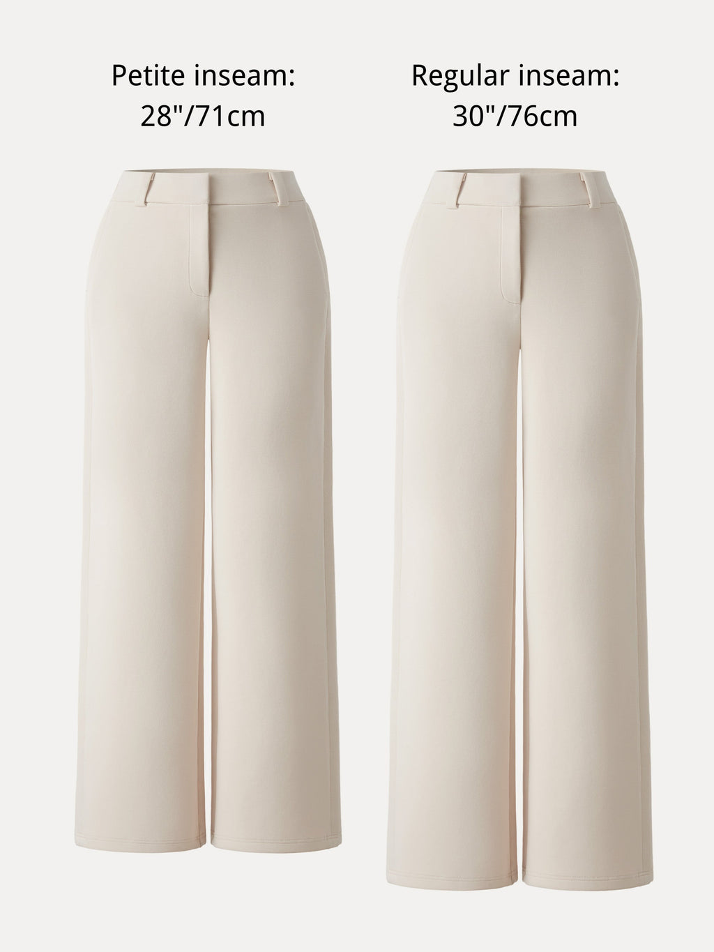 Stretchy Mid Rise Fly-Front Wide Leg Trousers