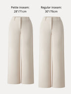 Stretchy Mid Rise Fly-Front Wide Leg Trousers