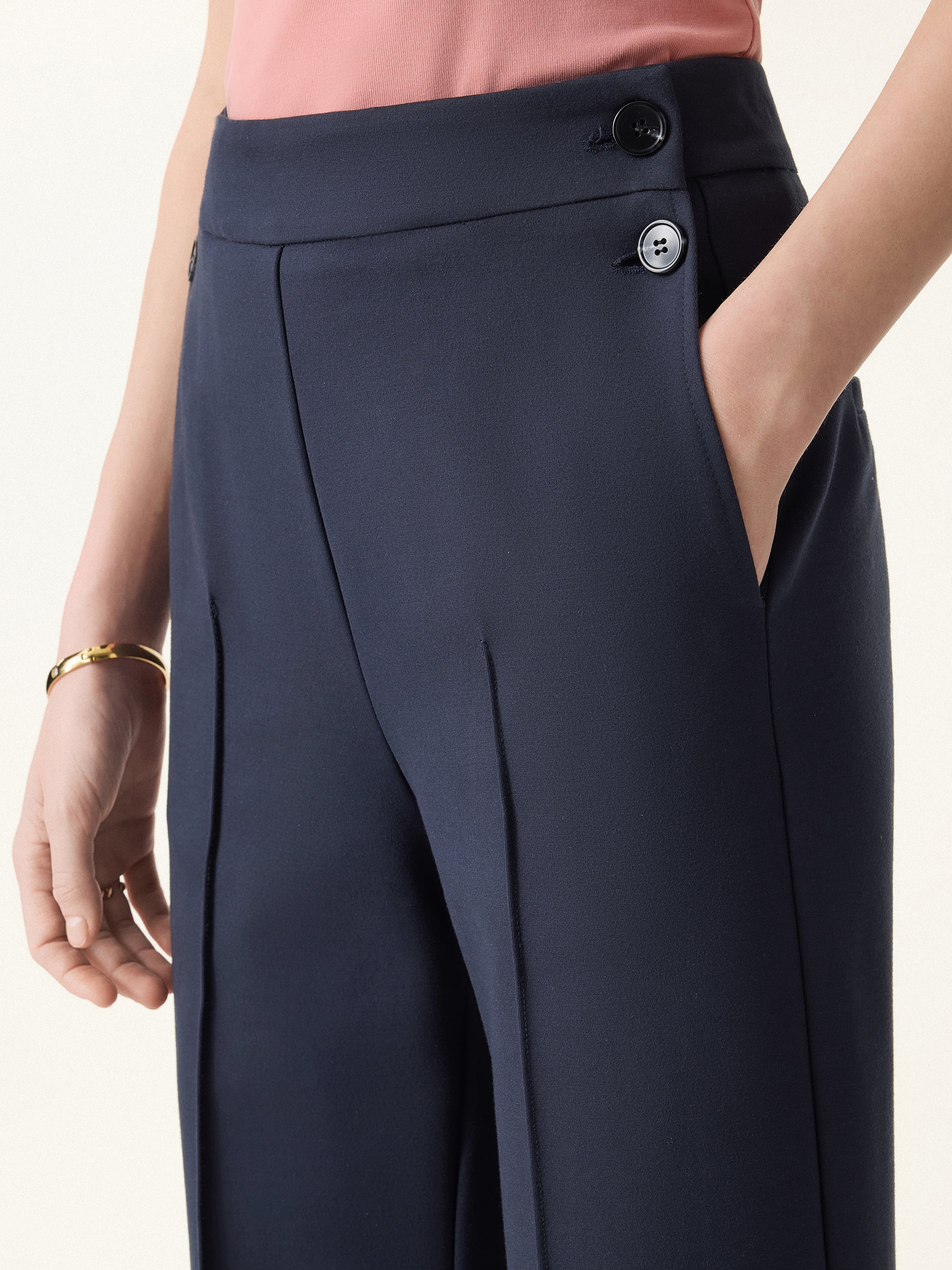 4-Way Stretch A-Line Wide Leg Pull-on Work Pants with Pockets