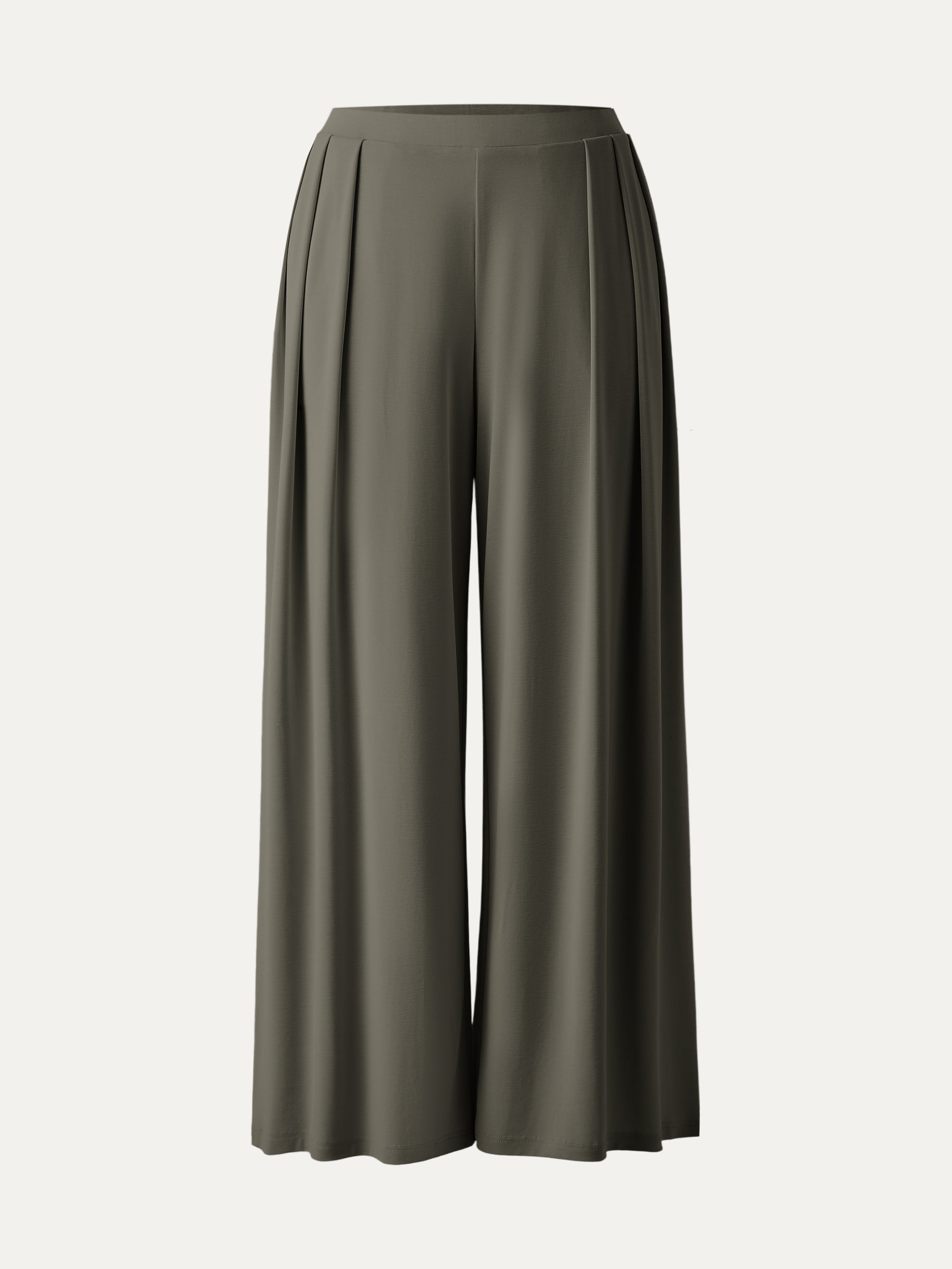 Sandwashed Mid Rise Pleated Wide Leg Palazzo Pants with Pockets