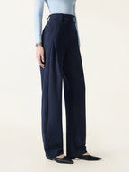 Spring Stretch Cotton High Rise Barrel Leg Pants with Pockets