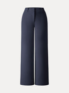 Stretchy Mid Rise Fly-Front Wide Leg Trousers