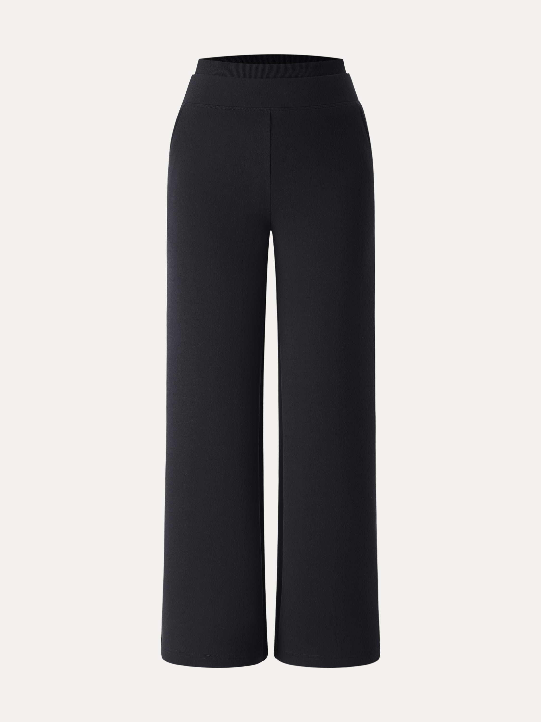 Double Waistband Straight Leg Pants with Pockets