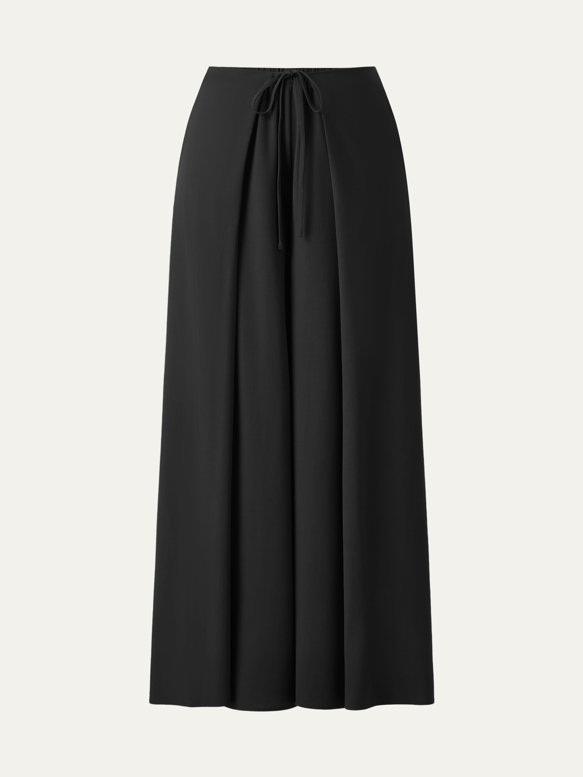 Bamboo Ponte Wrap-tie Palazzo Pants with Pockets