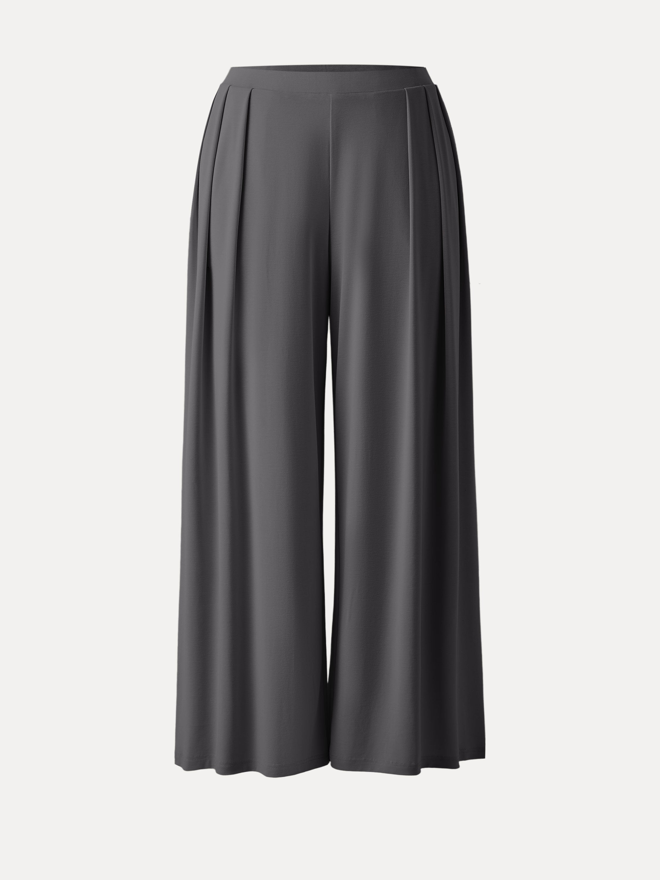Sandwashed Mid Rise Pleated Wide Leg Palazzo Pants with Pockets