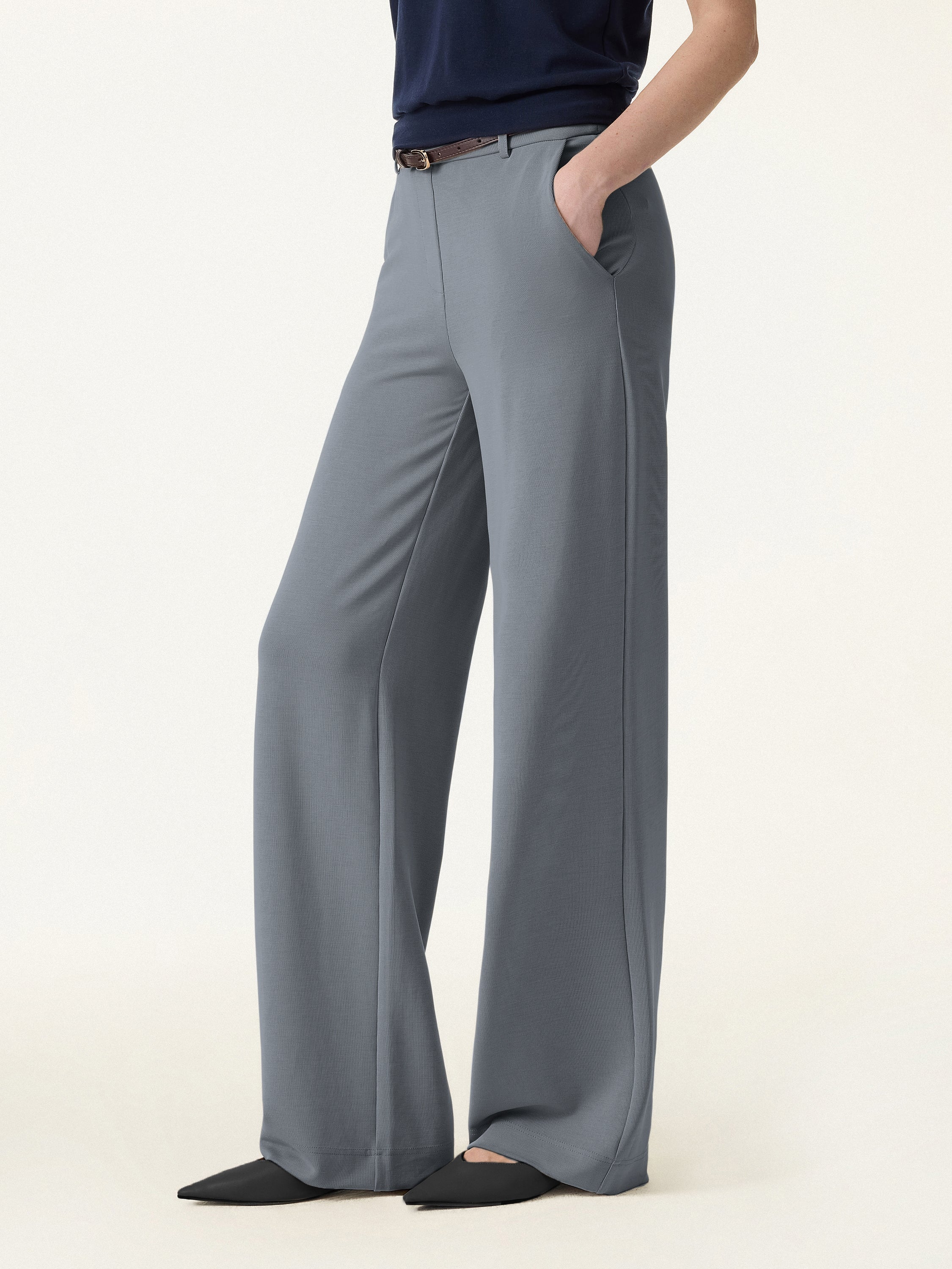 Sandwashed Lyocell Drapey Mid Rise Wide Leg Pull-on Pants