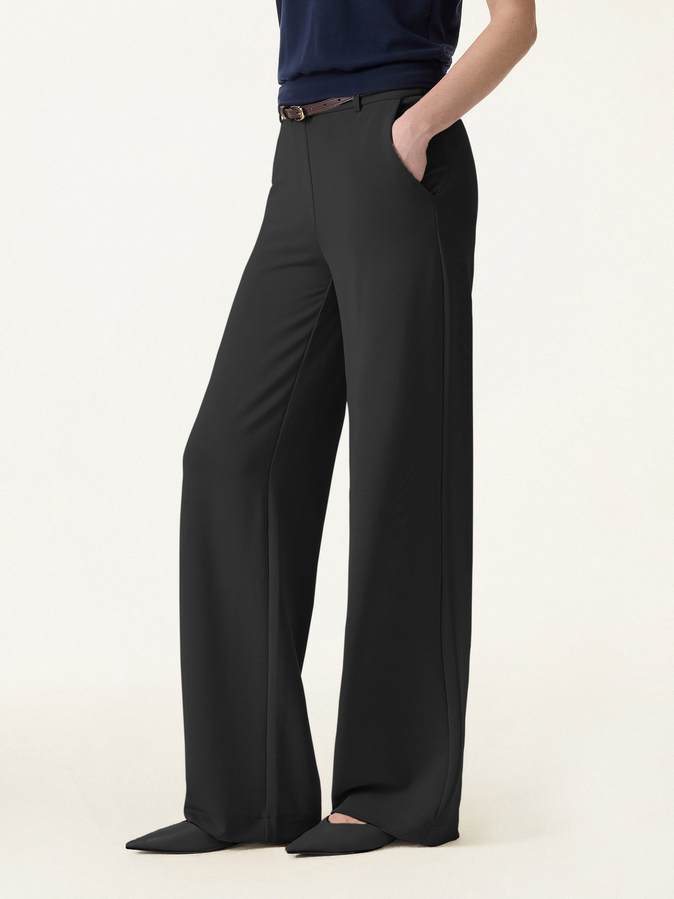Sandwashed Lyocell Drapey Mid Rise Wide Leg Pull-on Pants