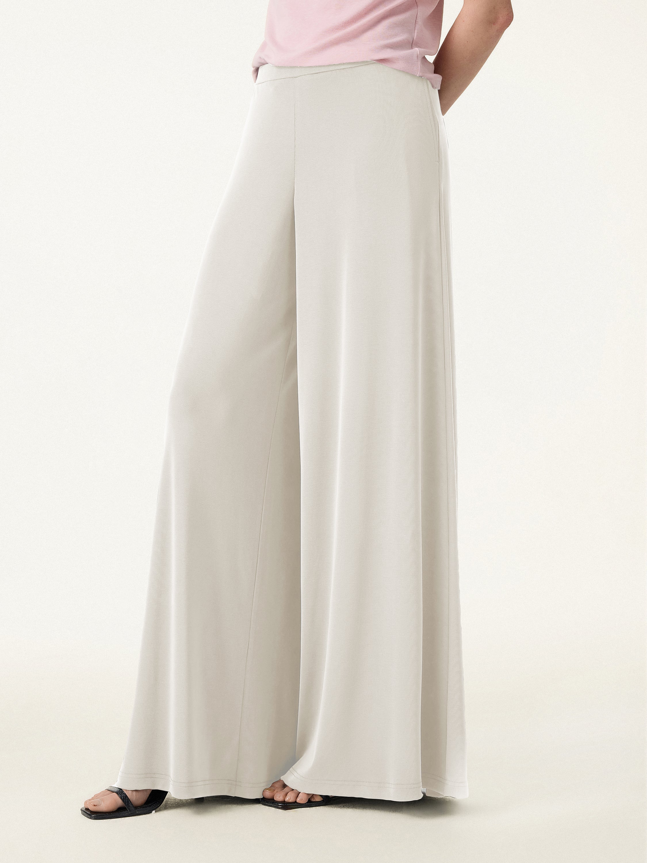 Sandwashed Modal Super Flowy Mid Rise Palazzo Pants with Pockets