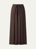 Bamboo Ponte Wrap-tie Palazzo Pants with Pockets